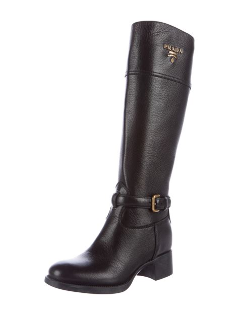 Prada Leather Riding Boots .